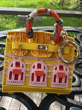 Yellow Mini Decorative Tote Keychain - Unbranded